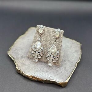 Handmade Mother of Pearl and Swarovski Crystal Chandelier Earrings
